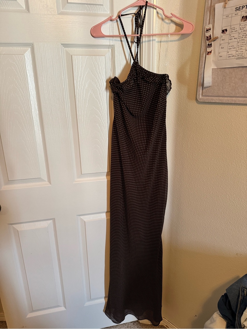 wild fable Black Polka Dot Maxi Slip Dress